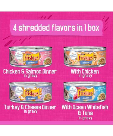 Friskies Shredded Wet Cat Food Poultry & Fish Combo Variety Pack 4 Flavours - 156 g Can (32 Pack) - Buy Online on GoSupps.com
