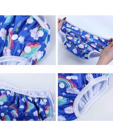 MIXIDON Reusable Swim Nappy | Adjustable Size Washable Baby Swimming Nappies | Mermaid Rainbow Elephant Design | 0-3 Years - Buy Online on GoSupps.com