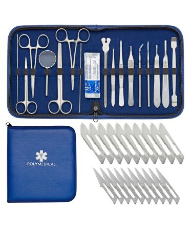 Advanced Dissection Kit - 37 pieces total. High Grade Stainless Steel Instruments perfect for Anatomy Biology Botany Veterinary and Medical Students - By Poly Medical.