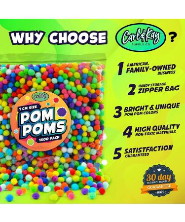 1800 Small Pom Poms Balls Craft Supplies - Assorted Colored Fuzzy Mini 1cm Pom Poms - Buy Online on GoSupps.com