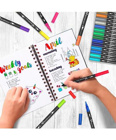 36 Dual Brush Coloring Markers Set for Adults Kids - Fine Tip Art Colored Pens for Coloring Books, Bullet Journaling, Drawing - Double Sided Color Marker Pen for School, Office, Sketching - Buy Online on GoSupps.com