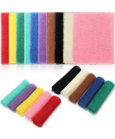 12 Pieces African Bath Sponge African Exfoliating Net African Net Long Net Bath Sponge for Daily Use or Stocking Stuffer  10 Colors