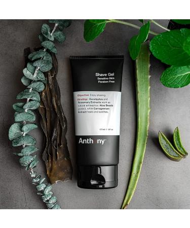 Anthony Men's Shave Gel for Sensitive Skin - Non-Foaming Soothing Cream with Aloe Vera Beads - Hydrating for Soft Face - 6 Fl Oz - Buy Online on GoSupps.com
