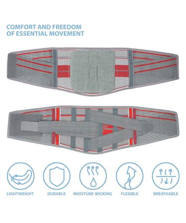 Ortonyx Ergonomic Lumbar Support - L/XXL (Waist 101-121 cm) - Breathable Back Support in Gray/Red for International Shipping - Buy Online on GoSupps.com