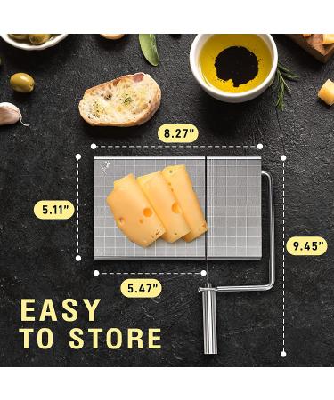 Cheese Slicer with Wire - Accurate Size Scale, Ideal for Charcuterie Boards - Includes 8 Extra Wires - Buy Online on GoSupps.com