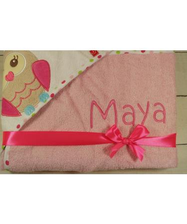Hooded Towel with Embroidered Name - 100% Cotton Pink Owl | 76x76 cm | Perfect Gift for Kids - Buy Online on GoSupps.com