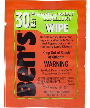 Ben's 30% DEET Insect Repellent Wipes - 12 Count, One Color - Buy Online on GoSupps.com