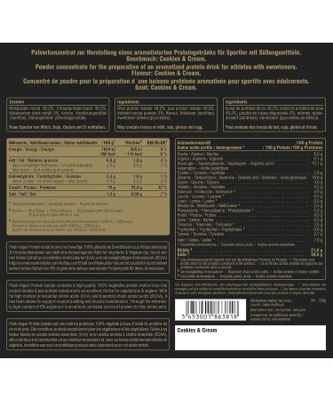 Peak Vegan Protein Isolate - 750g Cookies & Cream | 25 Portions | Plant-Based Protein for Muscle Building | Stevia Sweetened & GMO-Free - Buy Online on GoSupps.com
