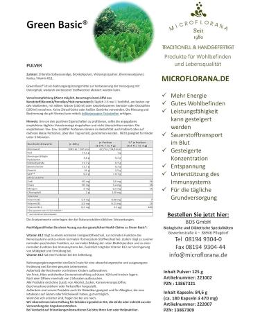  Microflorana Green Basic - Supports metabolism and oxygen transport - 125g powder - Vegan - By Microflorana - Buy Online on GoSupps.com