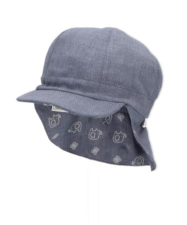 Sterntaler boys reversible peaked cap with neck protection Elefanti sun hat 47 blue