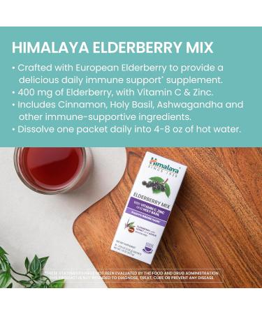 Himalaya Elderberry Mix Drink Mix Supplement Immune Support with Elderberry Zinc Vitamin C and Holy Basil Caffeine Free 10-0.15 oz (4.3 g) Packets Easy to Mix Gluten Free - Buy Online on GoSupps.com