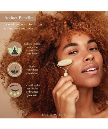 Buy Luna Verde Jade Roller - Natural Facial Massager for Skin Eyes & Neck | Relieve Wrinkles & Relax Muscles - Buy Online on GoSupps.com