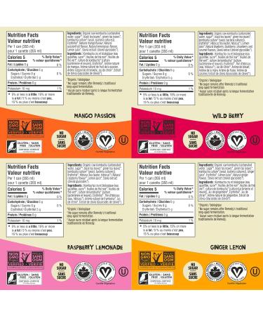 Remedy Kombucha Sugar-Free Organic Drink Sparkling Low Calorie Gut Health Beverage - 6 Flavour Variety Pack - 355 mL Can 24-Pack Variety Pack 355ml (Pack of 24) - Buy Online on GoSupps.com