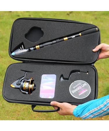 Soougayilang 2.4m Telescopic Fishing Rod & Spinning Roller Combo Carbon Fiber for Salt & Fresh Water Durable & Portable with Carrying Bag - Buy Online on GoSupps.com
