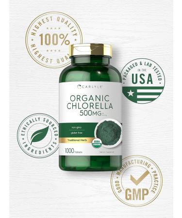 Carlyle Chlorella Tablets Organic 500 mg | 1000 Count | Vegetarian Non-GMO and Gluten Free Supplement - Buy Online on GoSupps.com