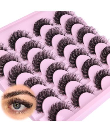 12 Pairs False Eyelashes Russian Strip Lashes D Curl Fluffy 3D Faux Mink Lashes wtvane 15MM Wispy Fake Eyelashes Natural Look Eyelash Extension Pack Style A