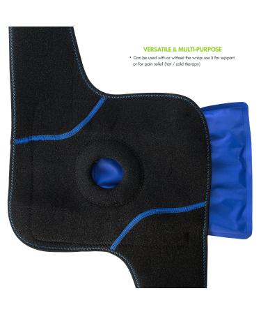 Knee Support Brace with Ice Gel Pack for Hot/Cold Therapy - ACL Meniscus Tear Relief | Flexible, Reusable, Multi-Purpose Wrap - Buy Online on GoSupps.com