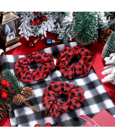 24 Pieces Christmas Buffalo Plaid Hair Scrunchies - Black Red Xmas Hair Bands for Girls & Women - Buy Online on GoSupps.com