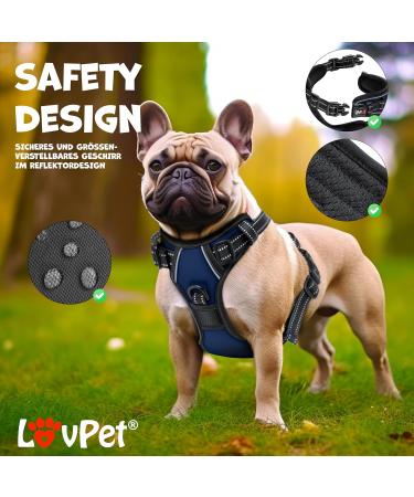 Lovpet No-Pull Dog Harness for Large Dogs | Breathable Soft Design | Reflective Adjustable Vest with Handle | Navy Blue - Buy Online on GoSupps.com