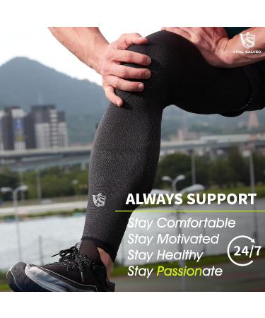 Vital Salveo Compression Sports Full Leg Sleeve - Thigh & Calf Support for Basketball (1 Pair Grey X-Large) - Recovery & Pain Relief - Buy Online on GoSupps.com