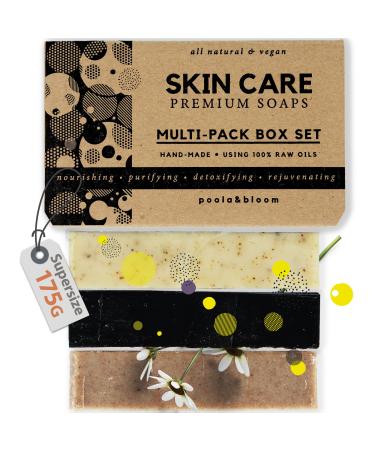 Fixed shower gel for men-for personal care-3-part oversized 175g natural soap set for men: black tea activated carbon dead sea minerals mega trio men's shower soap set for full body care