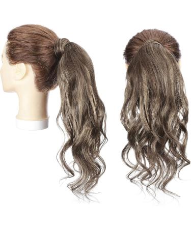 18" SEGO Ponytail Extension Human Hair 100% Real Remy Curly Wavy #4/27 Medium Brown&Dark Blonde Wrap Around One Piece Clip in Hairpieces for Women Body Wave (90g) - Buy Online on GoSupps.com