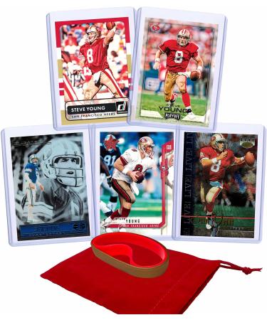 Steve Young Football Cards (5) Assorted Bundle - San Francisco 49ers Trading Card Gift Set
