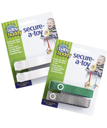 Baby Buddy 4 Piece Secure-A-Toy  White/Green/Grey