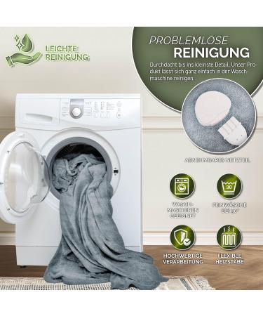 Sinnlein Heating Ceiling Blanket 180x130cm - T V S d GS Certified Electric Blanket with Timer 9 Heat Levels & Washable Design - Cuddly Light Gray - Buy Online on GoSupps.com