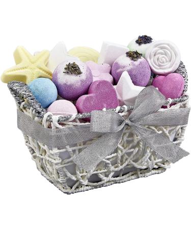 Fathers Day Bath Bomb Gift Set for Women - 17 Assorted Color & Scent Bath Fizzies in Handcrafted Basket - Shea & Coco Butter Infused Spa Collection - Buy Online on GoSupps.com