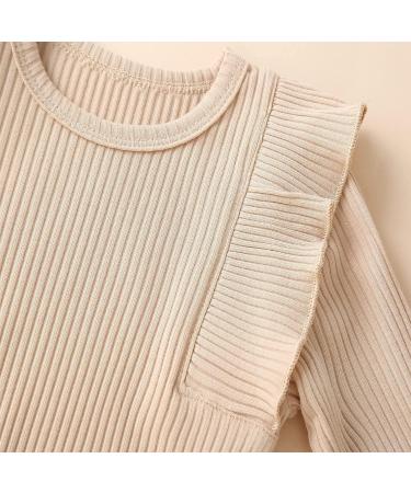 UUAISSO Baby Girls Cow Print Ruffled Outfit | Long Sleeve Tops & Pants Set (0-3 Months) - Apricot - Buy Online on GoSupps.com