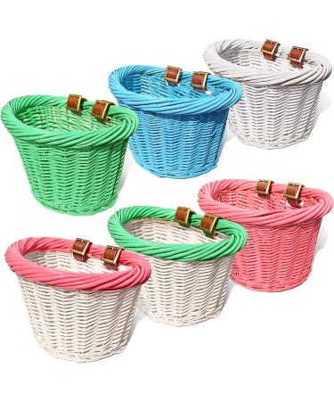 Colorbasket 01488 Junior Front Wicker Bike Basket with Leather Straps in Pink - Buy Online on GoSupps.com