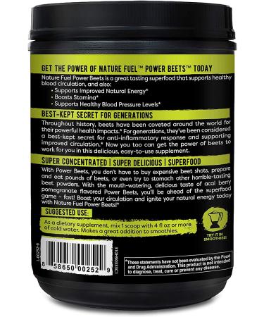 Nature Fuel Power Beets Powder with Acai Berry Pomegranate | Superfood Supplement for Circulation & Energy | Non-GMO | 60 Servings | 11.6 oz - Buy Online on GoSupps.com