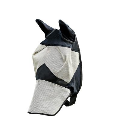 Horze fly hood for horses fly mask with protection for nostrils and ears UV protection brown PP light brown/black (LBR / BL)