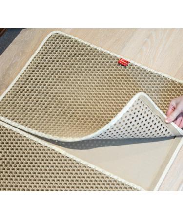 Premium XL Beige Cat Litter Mat - Double Layer Scatter Control & Waterproof - Buy Online on GoSupps.com