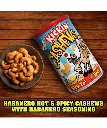 KICKIN' Roasted Hot & Spicy Cashews - Habanero Flavored Spicy Nuts 6oz. Resealable Can - Perfect Spicy Snacks for Adults - Buy Online on GoSupps.com