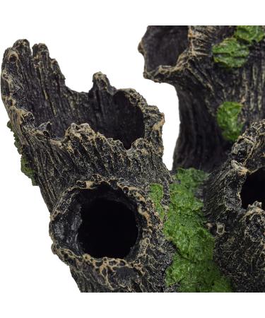 Relaxdays Aquarium Decoration - Tree Trunk Cave Hiding Place | Natural Look 16.5x15.5x11 cm | Black-Green Aquarium Accessory - Buy Online on GoSupps.com