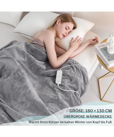 Buy Coriwell 180x130 cm Flannel Thermal Blanket - Electric Heating Blanket with Auto Switch-Off 3 Temperature Settings Washable & Safe for Bed - Gray - Buy Online on GoSupps.com