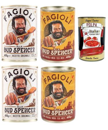 Fagioli alla Bud Spencer Haricots cuisin s en sauce bo te 400 g Recette italienne originale ou Tex-Mex (fagioli neri) Pr ts r chauffer Source de prot ines 4x 400g + Italian Gourmet polpa 400g