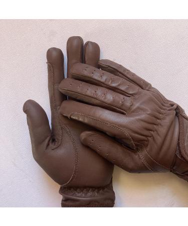 Women's Equestrian Gloves: 100% Real Leather Horse Riding Gloves in Brown, Beige, Tan & Black - Medium Dark Brown - Buy Online on GoSupps.com