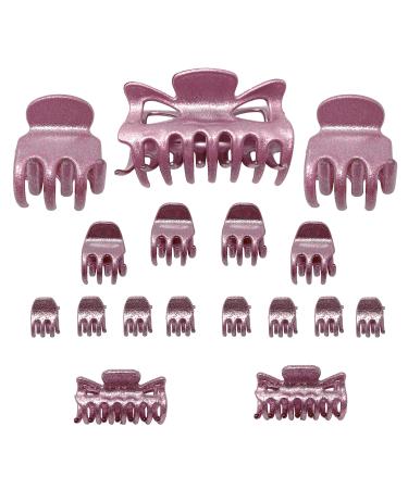 17-piece set of hair claw clips hair clips (pink glitter)