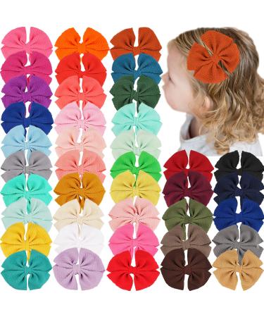 40 Colors 4" Hair Bows Clips Solid Color Fabric Hair Bows Alligator Clips Hair Accessories for Baby Girls Toddlers Teens