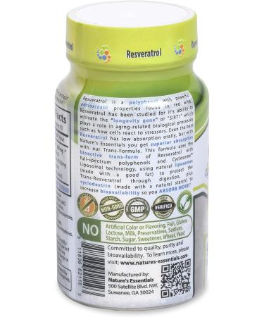 NATURE'S ESSENTIALS Liposomal Resveratrol 500mg | Full-Spectrum Trans-Resveratrol | Maximum Absorption | 3 Month Supply | Non-GMO | Gluten-Free | Vegetarian | Lab Certified | USA - Buy Online on GoSupps.com