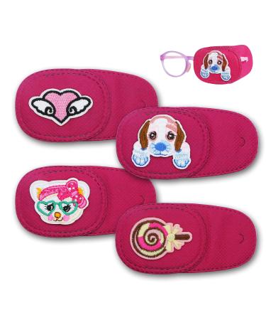 4Pcs Eye Patches for Kids | Girls Eye Patch for Glasses | Medical Eye Patch for Children with Lazy Eye (Left Eye Coverage Pink) Pink (Left Eye Coverage)