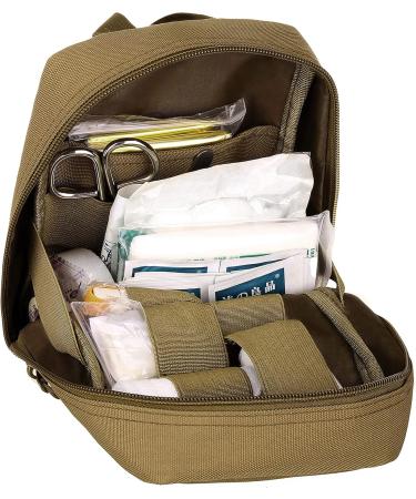 HuntVP Tactical Empty First Aid Bag | Military Waterproof Molle Pouch with Red Cross Patch | Ideal for Camping & Outdoor Emergencies - Brown - Buy Online on GoSupps.com