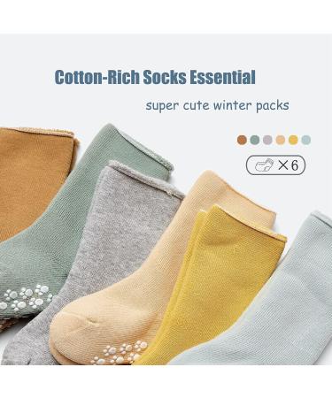 Moon Tree Baby Non Slip Winter Socks 6 Pairs 12-24 Months | Boys Girls Warm Thick Towelling Socks with Grips | Mix 5153B - Buy Online on GoSupps.com