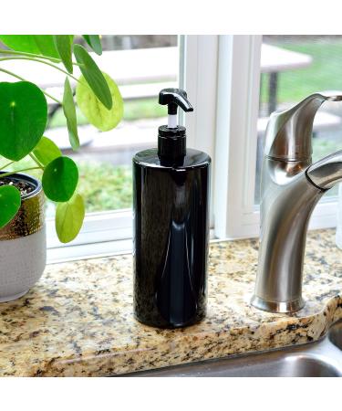 Youngever 4-Set 1L Pump Dispenser Bottles for Shampoo & Lotion | Reusable Plastic Soap Dispenser - Black - Buy Online on GoSupps.com