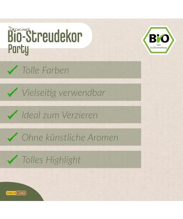 Decocino Bio Streudekor Party - 60g Vegan Sugar Sprinkles | Organic Cake & Dessert Decoration - Buy Online on GoSupps.com