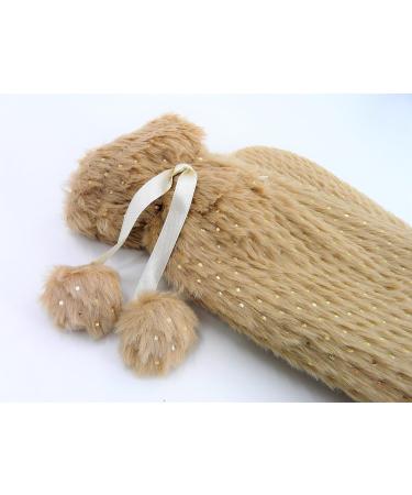 Extra Long Plush Gold Spotty Hot Water Bottle & Cover Beige Brown - Buy Online on GoSupps.com