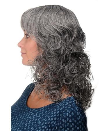 WIG ME UP Ladies Romantic Dark Grey Curly Wig Medium Length 45 cm | Grey-Brown Mix Perfect for Elegance & Style - Buy Online on GoSupps.com